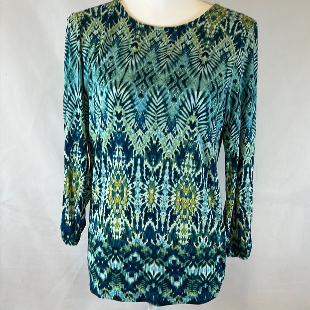Chico's Abstract Ikat Geometric Tunic Top 1 Medium